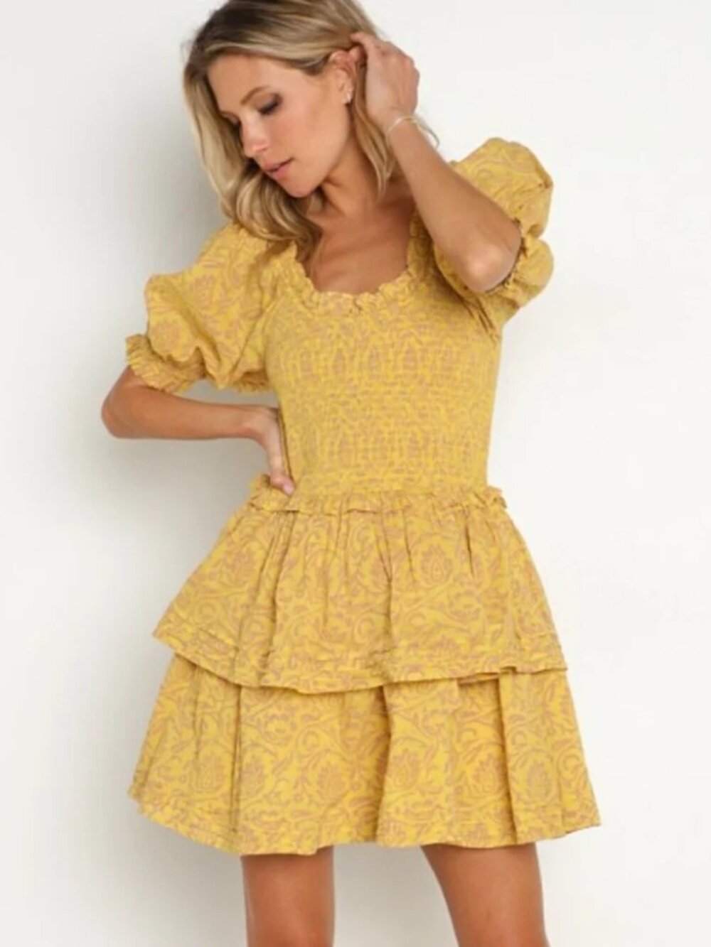 Cleobella Luna Mini Dress in Camellia Floral Print. Size S.